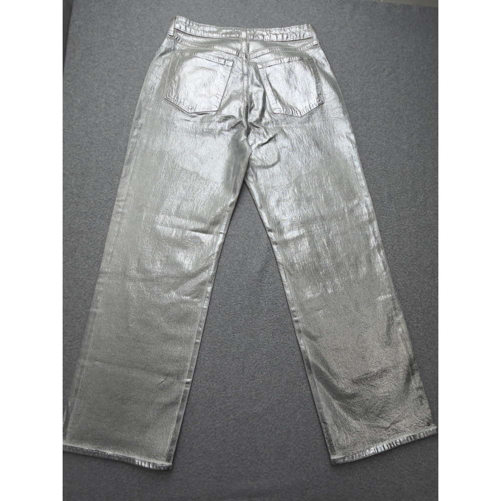 Abercrombie & Fitch 90s Relaxed High Rise Jeans Womens 31 12R Silver Metallic - Picture 14 of 15